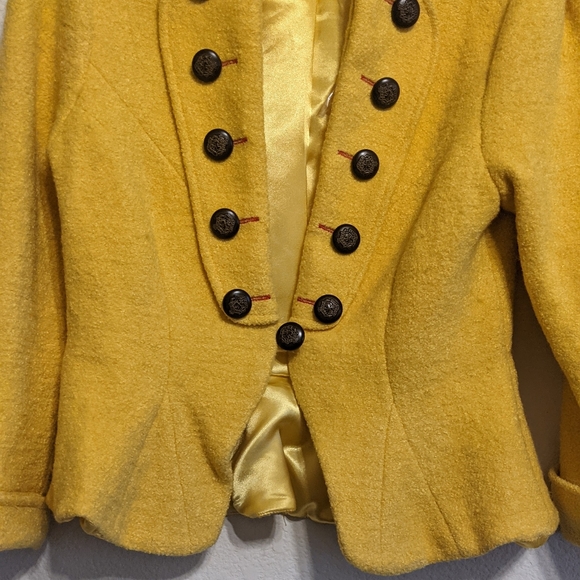 Nick And Mo Yellow Button Up Wool Blend Coat Size Small - Picture 3 of 6
